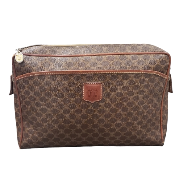 CELINE Macadam Blason Clutch Handbag VINTAGE Large PVC Coated canvas - Picture 2 of 9